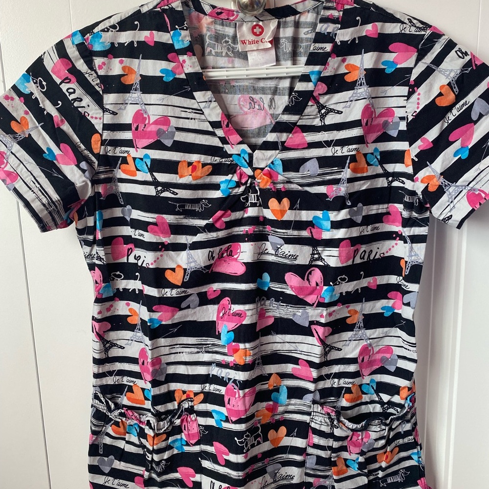 White Cross Black and Pink Short Sleeve Tee